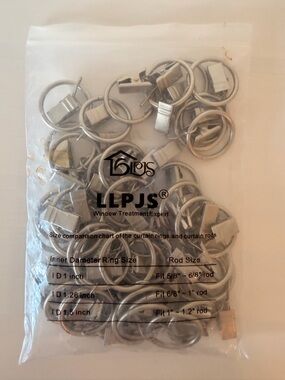 Silver Curtain Ring Clips - 44 Pack